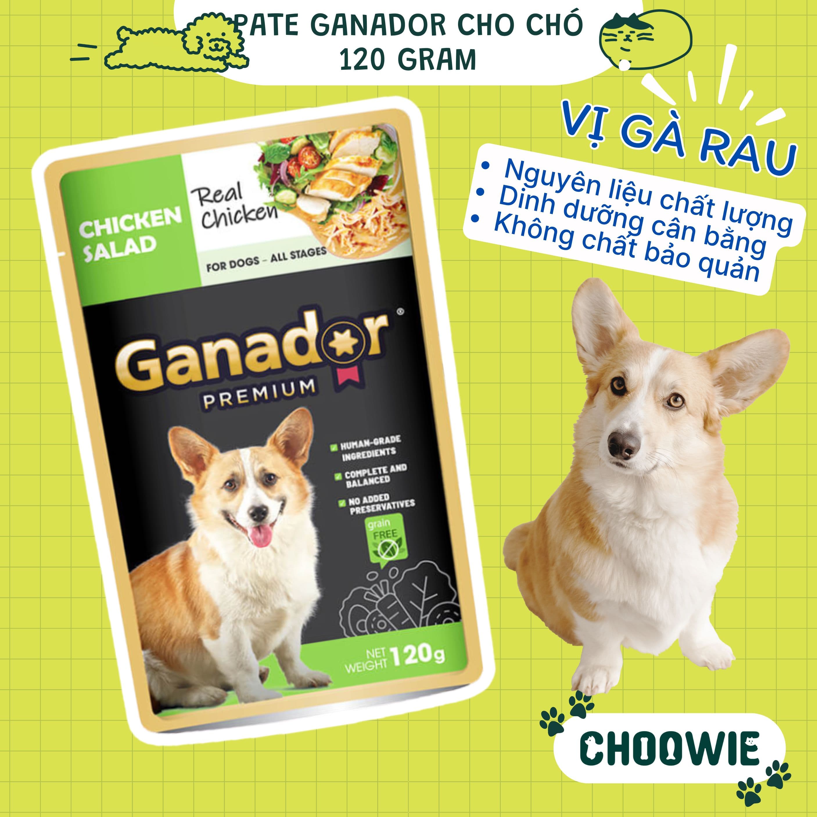 Pate cho chó Ganador gói 120 gr - Gà salad