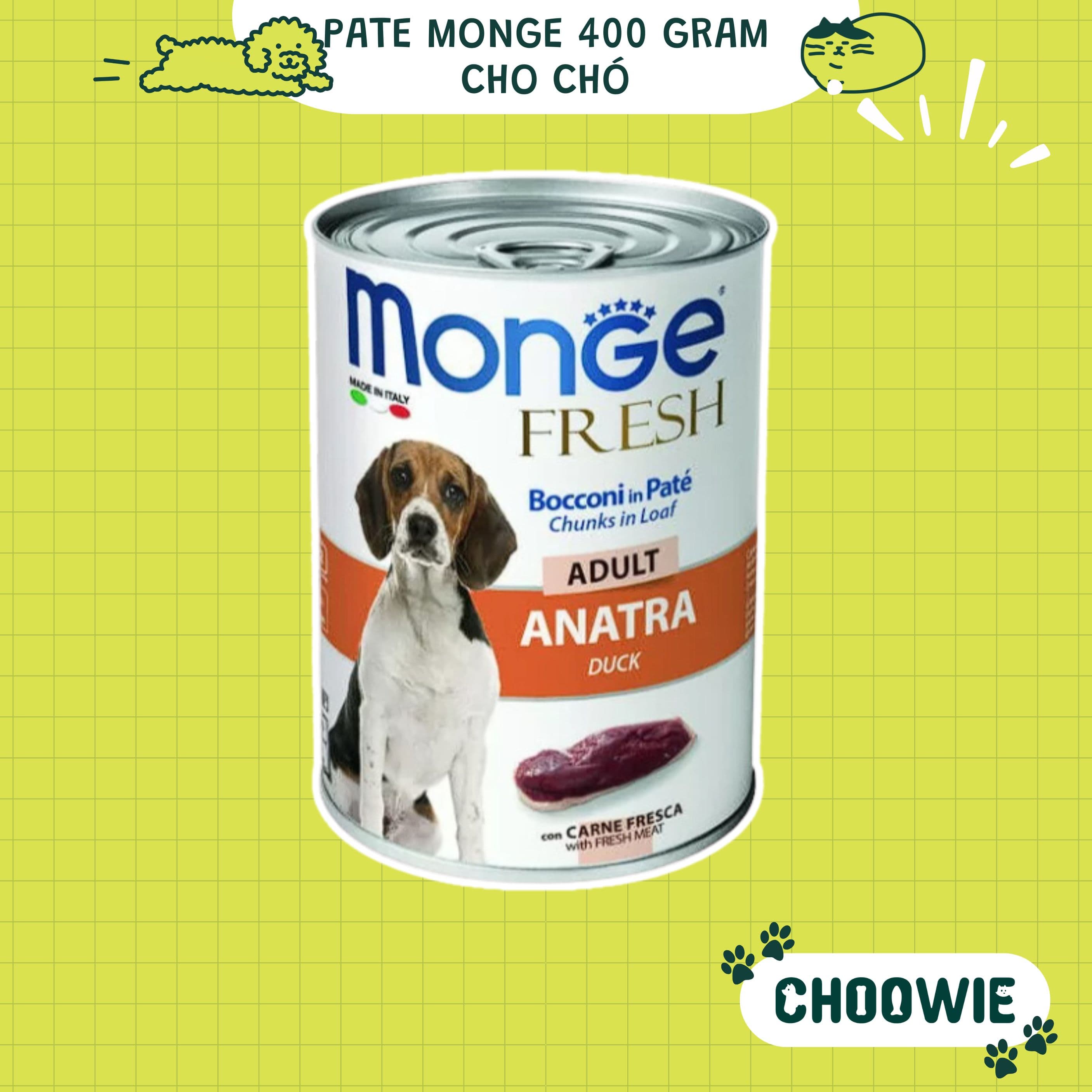 Pate cho chó Monge FRESH 400 gram - Vịt
