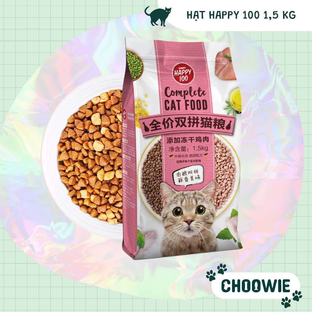 Hạt cho mèo topping Wanpy Happy 100 1,5 kg